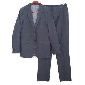 Banana Republic Men's Suit 32/34 pants 40 Jacket gray blue Tailored Slim Fit